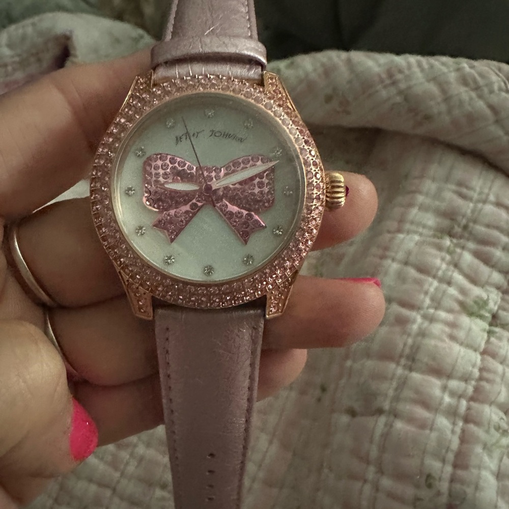 Betsey Johnson Rose Gold and Pink Bow Watch